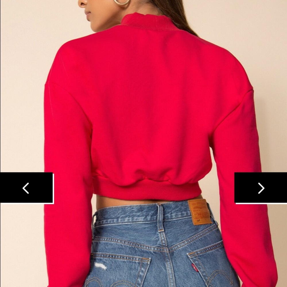 Superdown Meghan Cropped Sweatshirt- Red- Extra Small - Picture 2 of 4